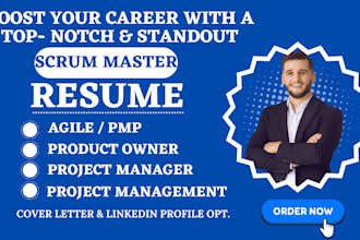 write resume for scrum master project manager agile pmp product owner