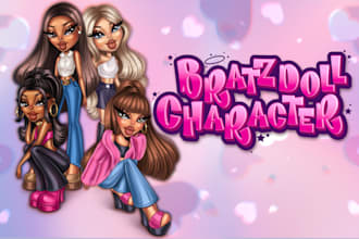 draw you as cartoon bratz doll character based on your ideas