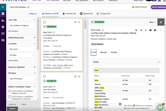 provide you resumes from monster and linkedin recruiter