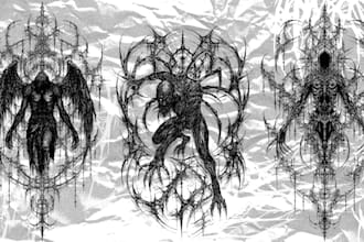gothic abstract sketch, gothic logo,neotribal