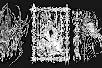gothic abstract sketch, gothic logo,neotribal