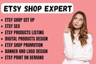 setup a professional etsy shop and design etsy digital products listing