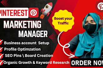 be your, monthly pinterest marketing manager , SEO expert with pins and boards