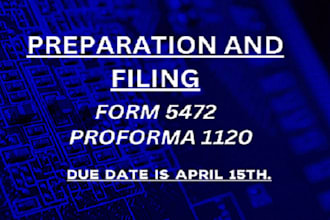 fill and file form 5472 and proforma 1120 for non us resident