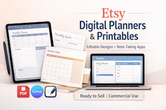 design etsy hyperlinked printable planner and invitation etsy digital products