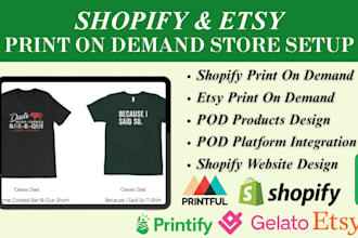 setup shopify print on demand store etsy shop pod with printful printify gelato