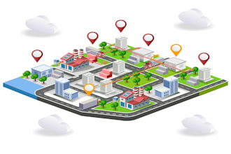 create a stunning isometric map vector from aerial photos