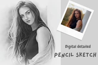 draw your any portrait photo into digital pencil sketch
