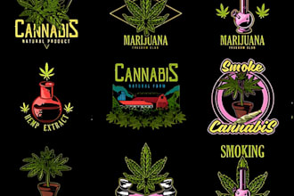 do modern cannabis weed marijuana hemp cbd oil logo or any minimalist design