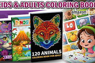 do kids and adult coloring book activity book cover design for kdp