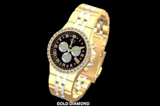 make 3d wristwatch model, luxury watch, smart watch design, 3d product animation