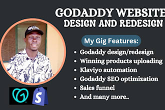 design godaddy website, godaddy website redesign, 7 figure shopify store