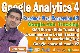 setup google analytics 4, gads conversion tracking, facebook pixel capi, via GTM