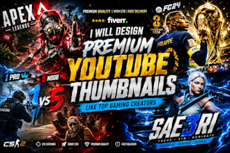 design premium youtube thumbnails like top gaming creators