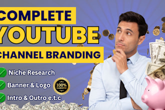 create youtube channel branding, logo, art banner, thumbnail, SEO, intro, outro