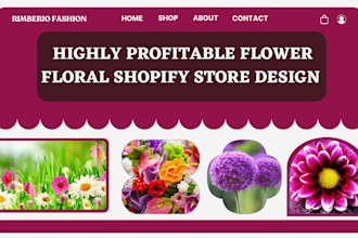 design flower shopify store floral flower website florist dropshipping website