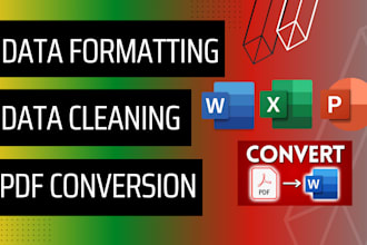 do data formatting, data cleaning, pdf  documents conversion, typing, retyping