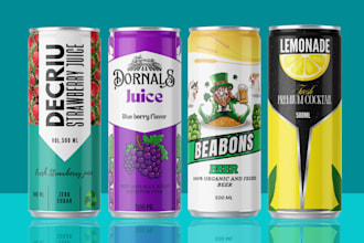 design label and logo for can, juice,soda energy drink beverages beer seltzer