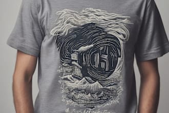 create linocut t shirt design for brands