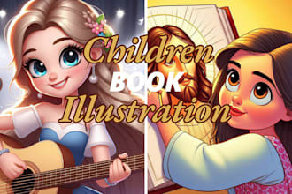 draw christian children story book illustration, themed bible illustration book