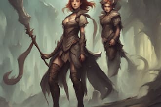 make a fantasy concept art illustration characters