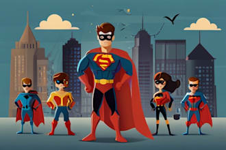 make super hero vector cartoon