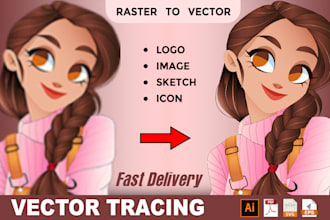 redraw or vector trace your logo or any artwork to vector