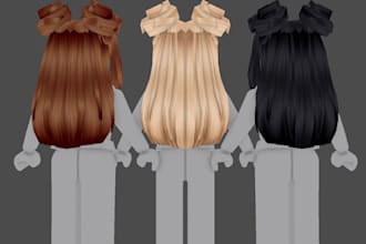 do  3d roblox accessories, hat, pants, clothes, hair, belts, weapons gears