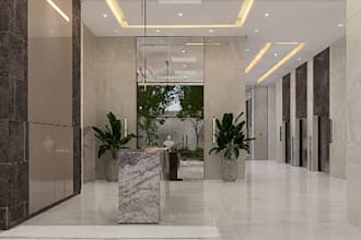 interior design living lobby and reception, 3d render