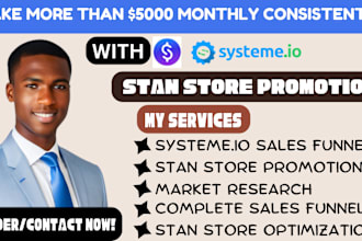 do stan store promotion, stan store marketing and systeme io sales funnel