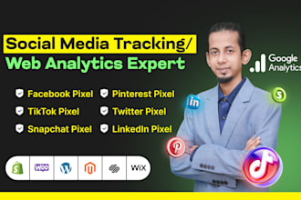 setup tiktok, snapchat, pinterest, linkedin, facebook pixel purchase tracking