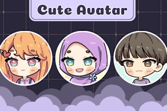 draw a cute kawaii chibi avatar, profile picture, sticker