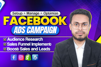 run facebook ads campaign, instagram ads, meta ads for leads and sales