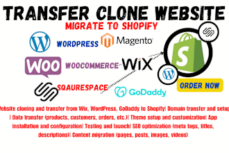 migrate website to shopify squarespace opencart magento wix domain transfer