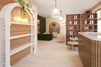 make café bar or restaurant interior design 3d rendering