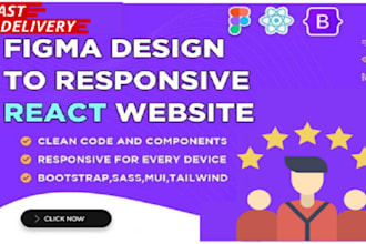 convert figma design to responsive react website, figma to react bootstrap
