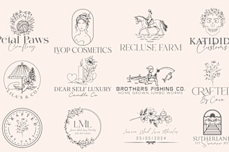 create a hand drawn, boho logo, floral