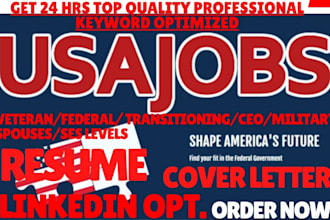 create top level resumes for federal, executive, vp, and CEO roles in 24 hours