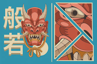 create flat traditional illustration for shirt and merch