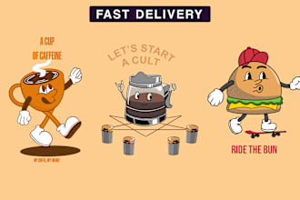 draw vintage retro cartoon mascot character t shirt