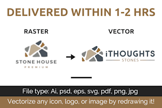 vectorize any icon, logo, or image by redrawing it for you