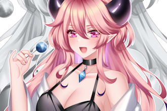 draw anime illustration, character design, fanart, pfp, and vtuber art