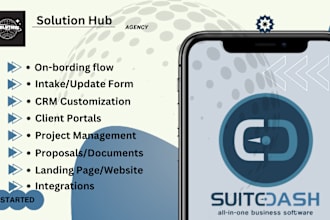 setup suitedash create client portals tasks design sites onboaring flow contract