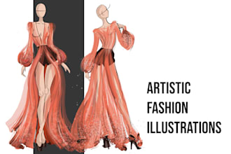 draw professional fashion illustrations , flats