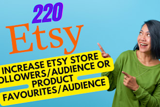 setup or increase your etsy store product popularity SEO with 220 audience
