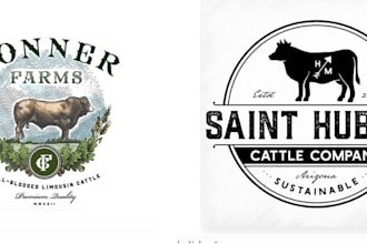 design a unique agriculture cow and farm logo