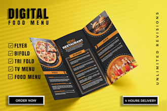design attractive food restaurant cafe bar board digital flyer TV screen menu