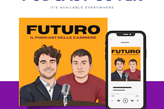 design eye catching podcast logo in cartoon style