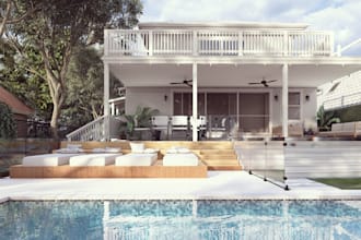 design backyard frontyard home garden, pool, patio, deck, 3d landscape rendering
