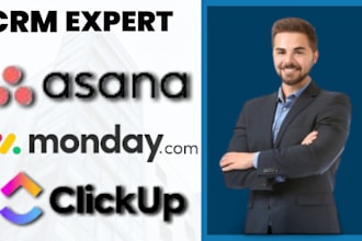 be your clickup expert, monday crm, zapier automation asana, pipedrive crm